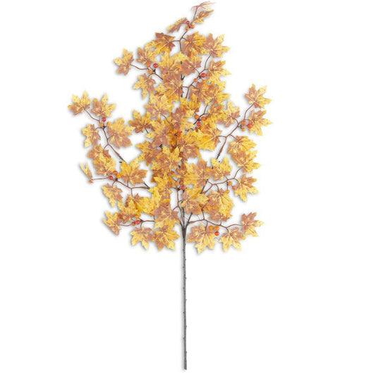 29" Yellow & Brown Maple Leaves Stem W/Berries