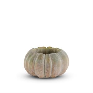 6" Whitewashed Orange & Green Cement Pumpkin Pot