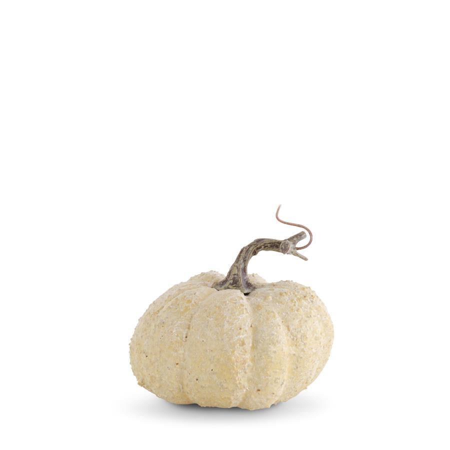 3.75" Cream Whitewashed Textured Pumpkin