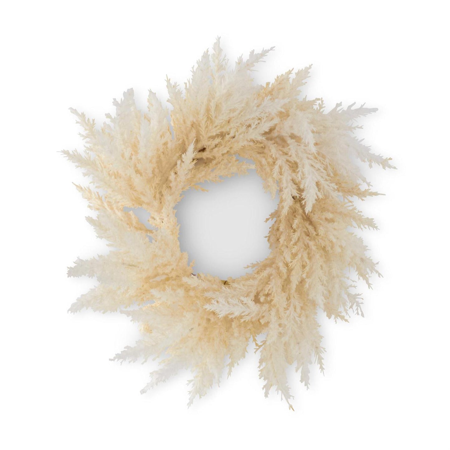 16" Flocked Cream Pampas Grass Candle Ring/Wreath