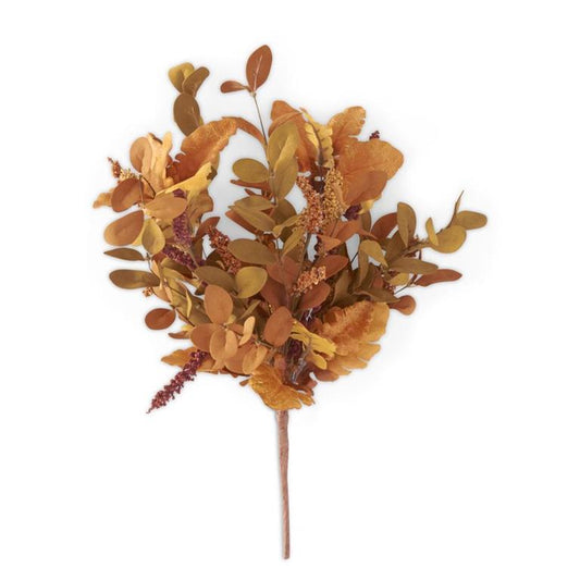 Rust and Brown Eva & Silk Leaves Bush w/Burgundy and Rust Berries - 21"