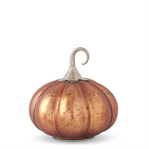 Copper Glass Pumpkin with Brass Stem - 6.5"