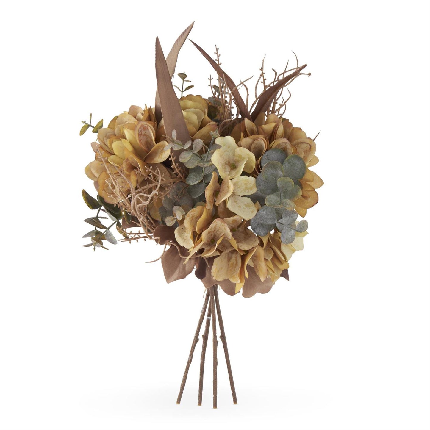 Brown and Tan Faux Dried Floral Bundle - 14"