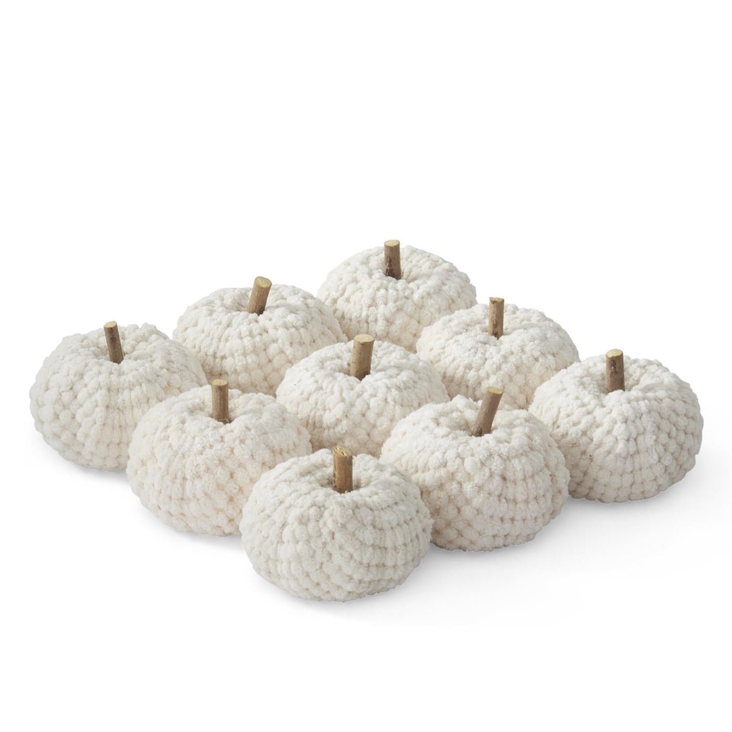 Cream Velvet Knit Filler Pumpkins - 2.5"