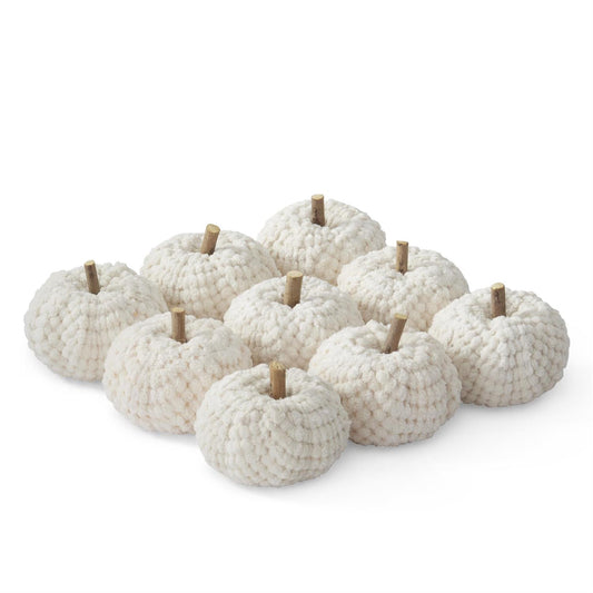 Cream Velvet Knit Filler Pumpkins - 2.5"