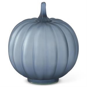 Frosted Blue Glass Pumpkin - 9"