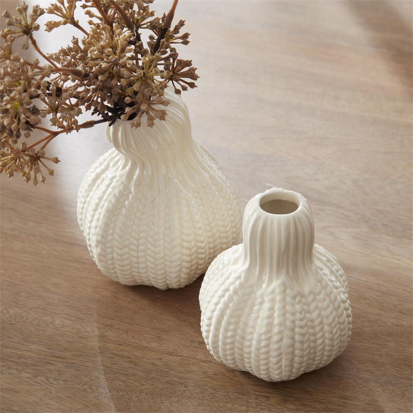 Cream Porcelain Gourd Bud Vase - 5.5"