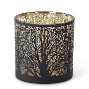 Black Tree W/Gold Interior Candle Holder - 6"