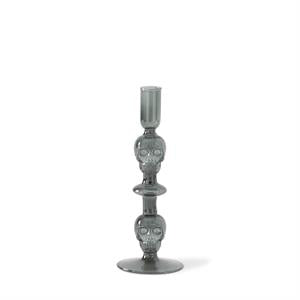 Gray Skull Taper Candleholder - Glass, 9.25"