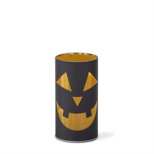 Black and Gold Laser Engraved Jack o Lantern LED Cylinder - 6"