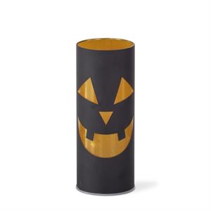 Black and Gold Laser Engraved Jack o Lantern LED Cylinder - 8"