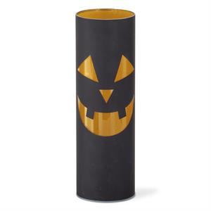 Black and Gold Laser Engraved Jack o Lantern LED Cylinder - 10"