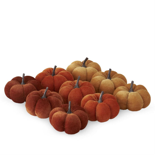 Tan, Rust, and Orange Velvet Filler Pumpkins - Assorted, 2"
