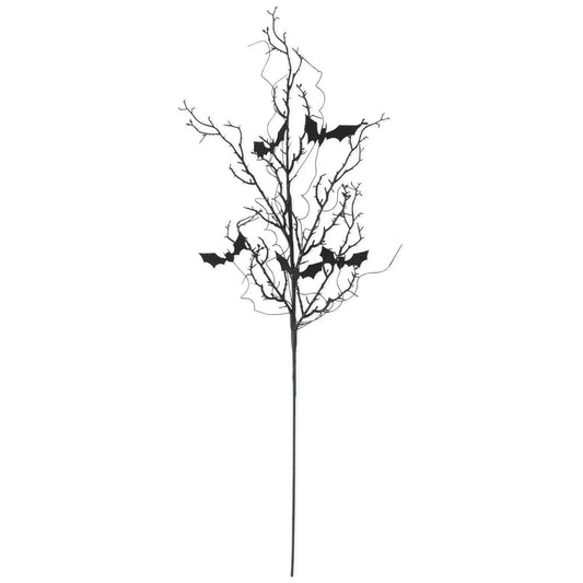 Black W/Purple Glitter Twig and Bat Spray - 30"