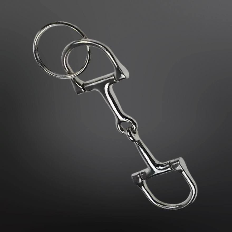 Equestrian Snaffle Bit Keychain: D-Ring - Silver