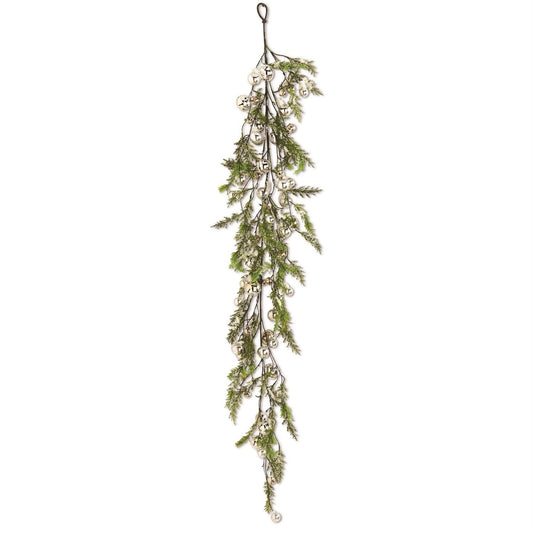 Snowy Pine W/Silver Jingle Bells Garland - 63"