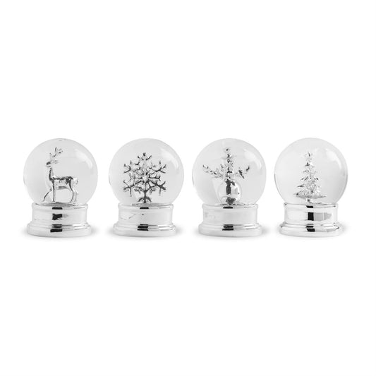 Silver Mini Snow Globes - 4 Assorted Styles, 4"
