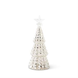 Mercury Glass LED Christmas Tree W/Timer - 7"