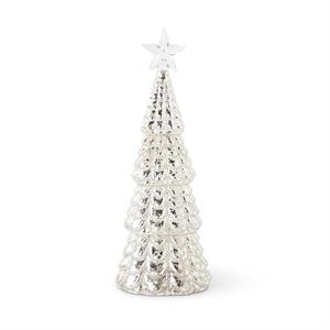 Mercury Glass LED Christmas Tree W/Timer -8.5"