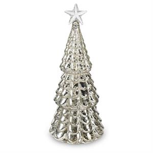 Mercury Glass LED Christmas Tree W/Timer - 10"