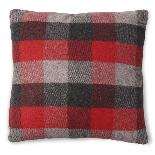 Red and Gray Plaid Pillow, Square