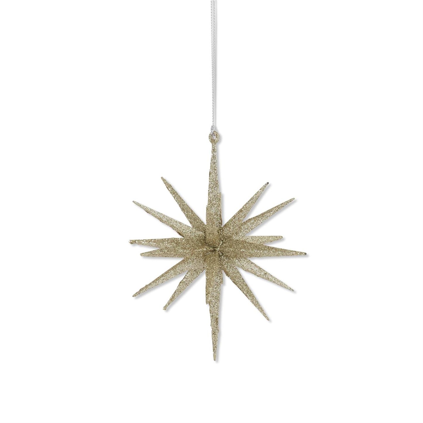 Glitter Star Ornament with 18 Points - Champagne, 6"