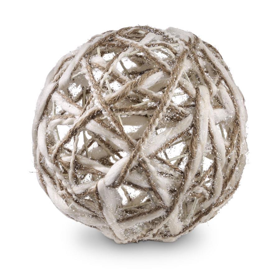 Cream and Tan Yarn Ball Ornament - 6"