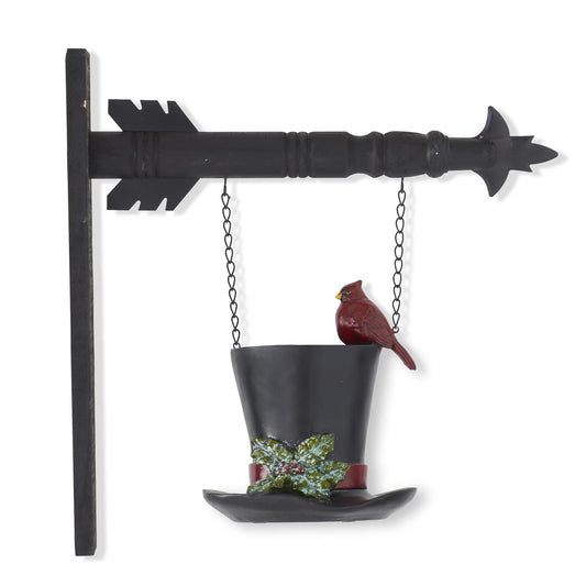 Black Resin Top Hat Vase w/Cardinal Arrow Replacement - 9"