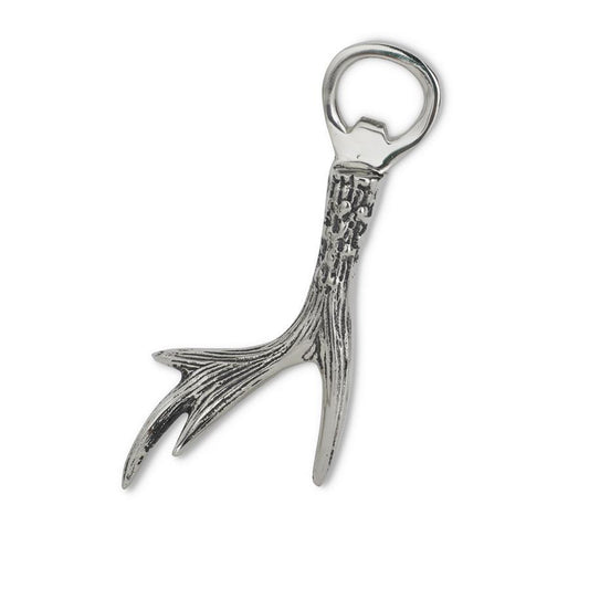 Polished Silver Deer Antler Bottle Opener - 6"