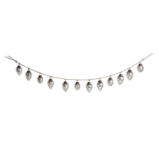 Mercury Glass Acorn Ornament and Twine Garland - Silver, 48"