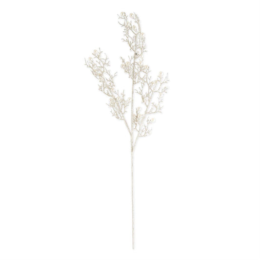Champagne Glittered Twig Stem w/Pearls - 27"