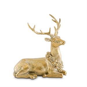 Antique Gold Resin Deer - Laying