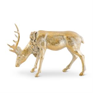 Antique Gold Resin Deer with Head Down - 5"