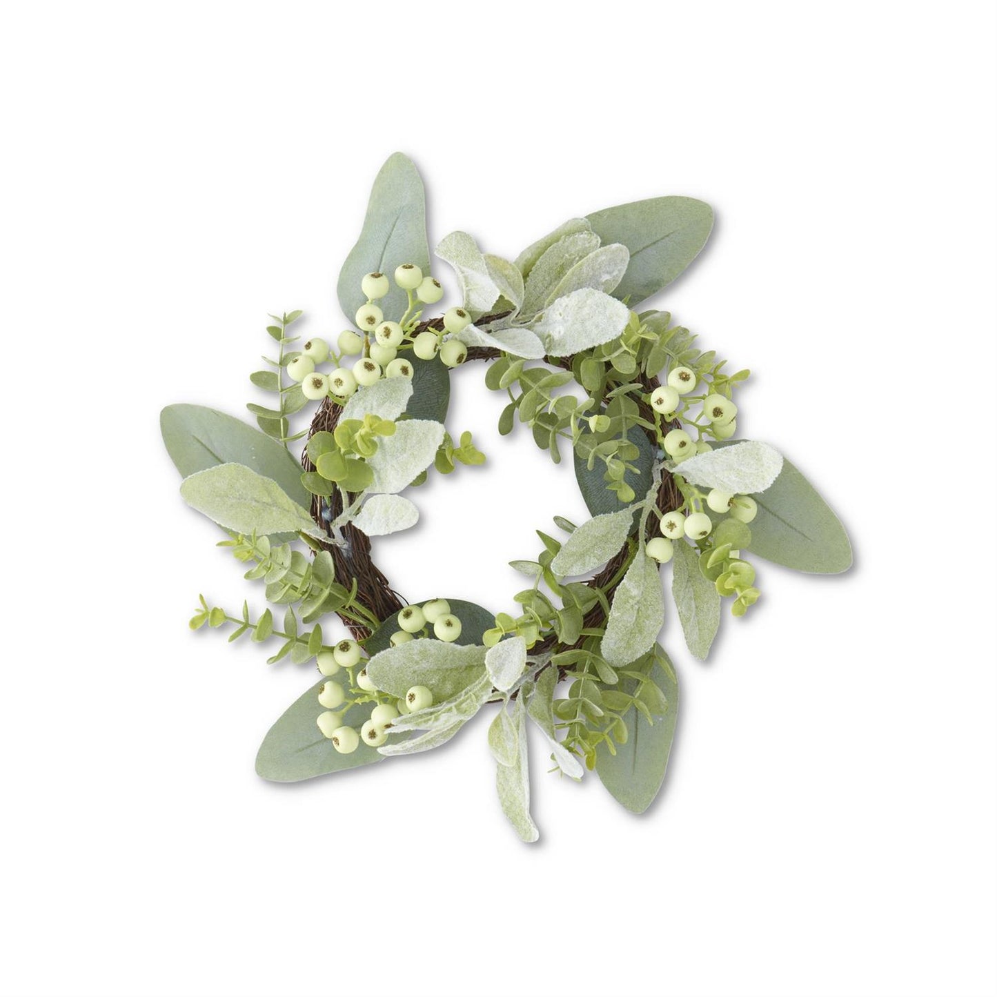 13" Mixed Green Foliage W/Berries Candle Ring