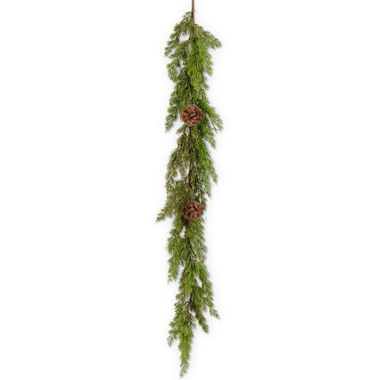 Real Touch Cedar Pine Garland w/Twigs and Pinecones - 50"