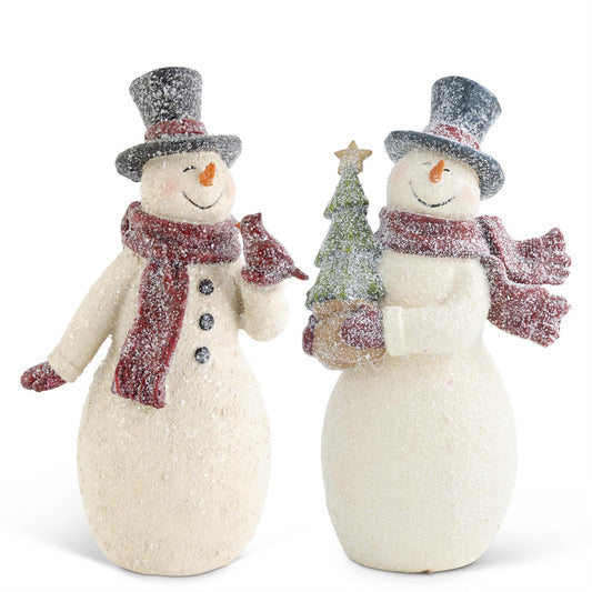 Glittered Resin Vintage Snowmen - 2 Assorted Styles, 8.5"