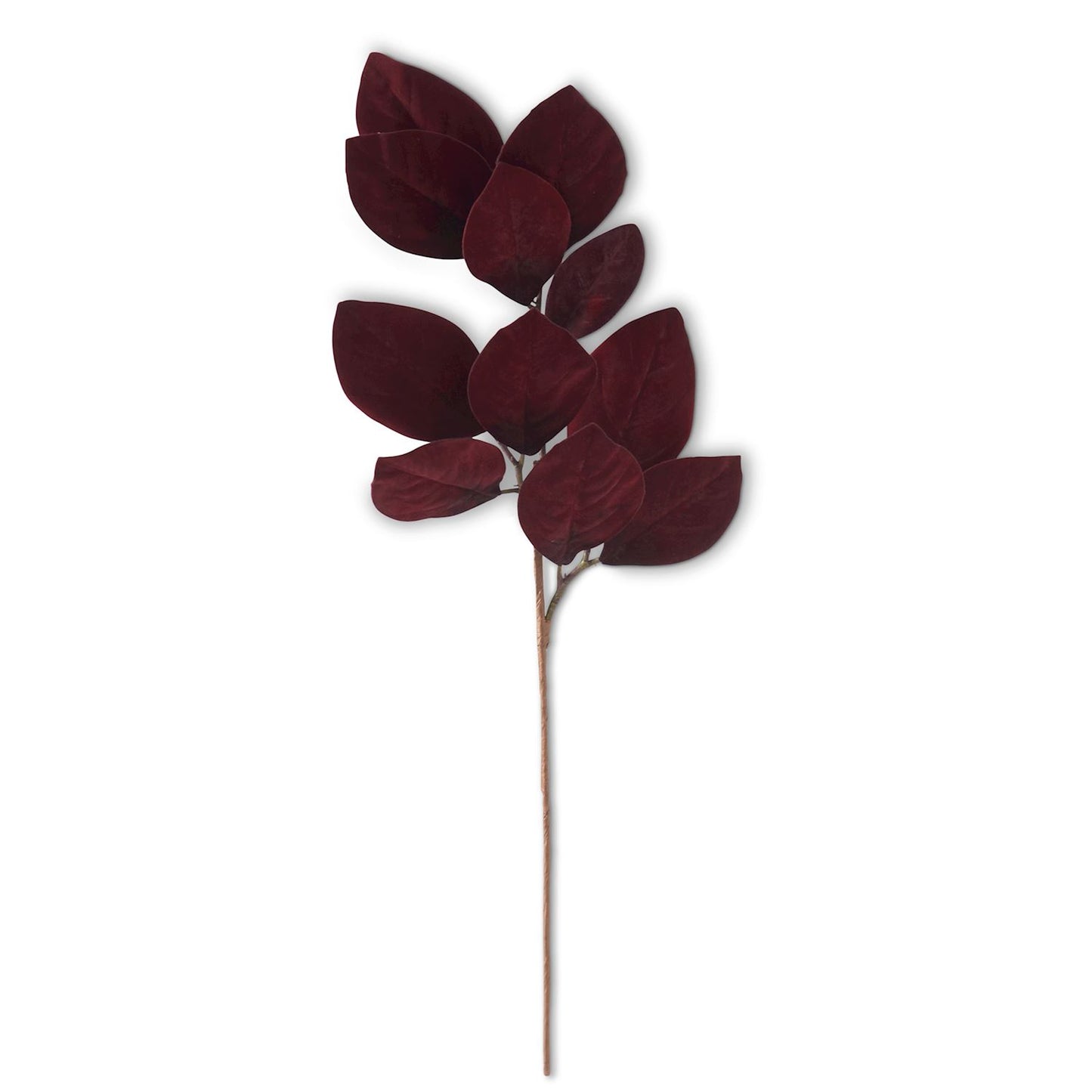 Burgundy Velvet Magnolia Leaves Spray -33"