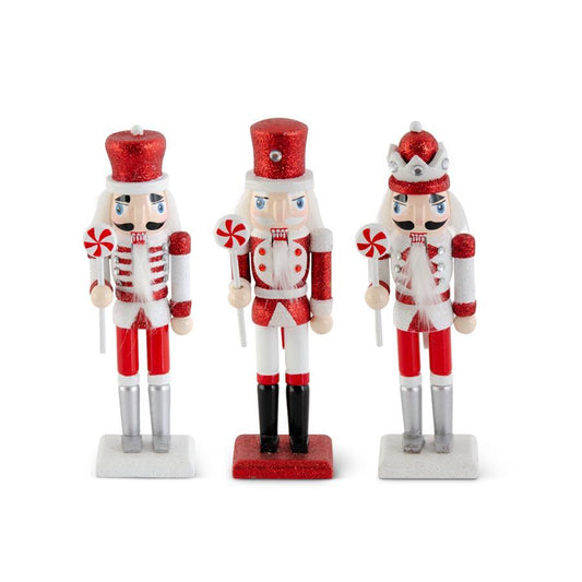 Red and White Glittered Wood Nutcrackers- Asst Styles