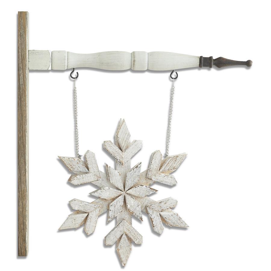 Whitewashed Double Sided Wood Snowflake Arrow Replacement- 11"