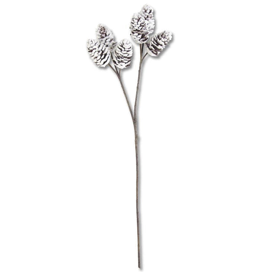 Flocked Pinecone Spray - 32"