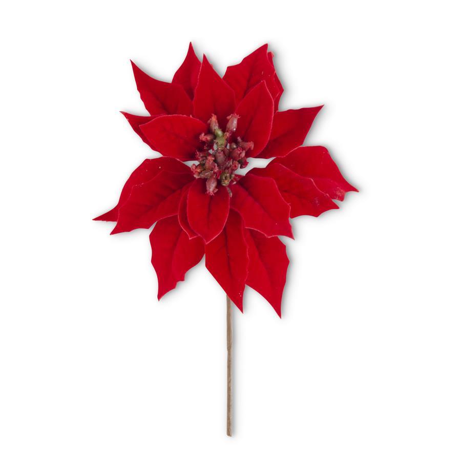 Red Poinsettia Pick - 9"