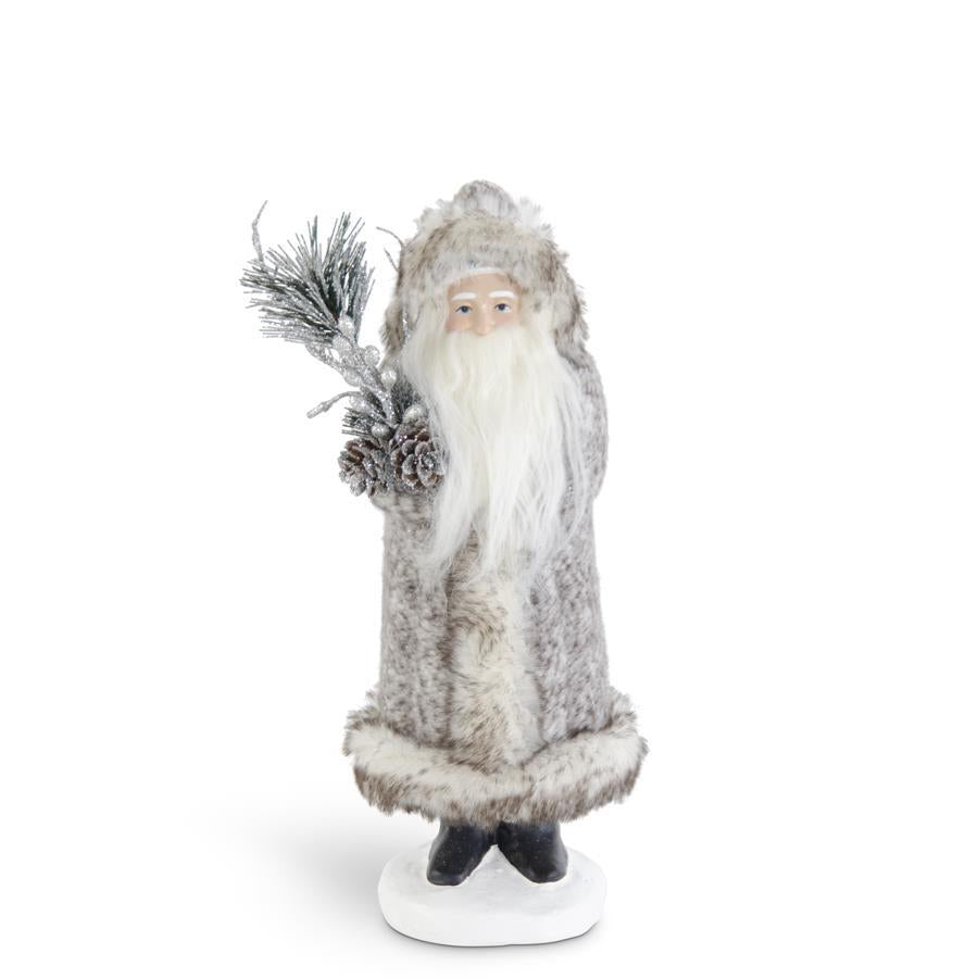 Gray Fur Coat Santa - 10"