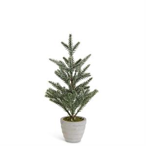 Snowy Pine Tree in Gray Cement Pot - 12"