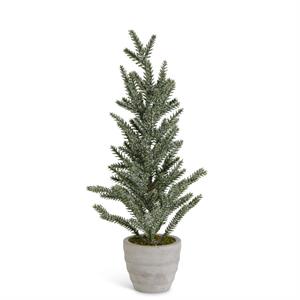 Snowy Pine Tree in Gray Cement Pot - 16.5"