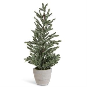 Snowy Pine Tree In Gray Cement Pot - 18"