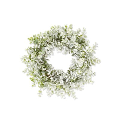 Snowy Flocked Eucalyptus Candle Ring - 14"