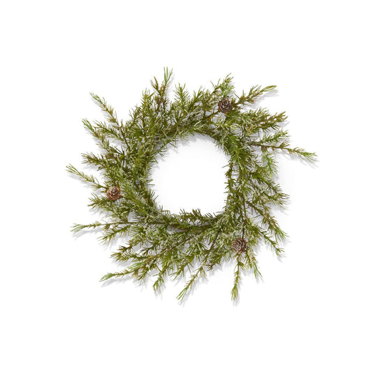 Glittered Snowy Pine Candle Ring/Wreath w/Mini Pinecones - 18"