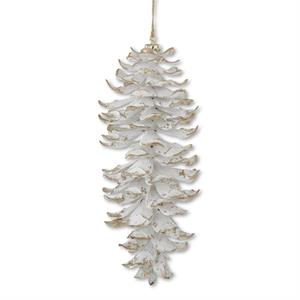 White Glittered Shatterproof Pinecone Ornament - 11"