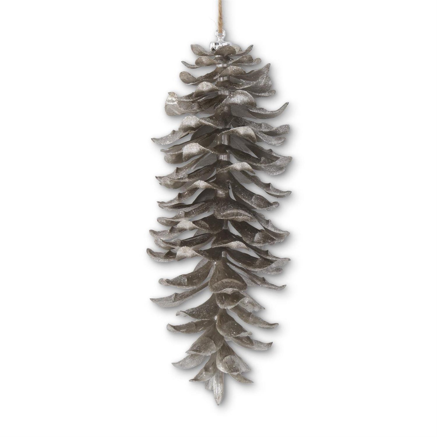 Silver Glittered Shatterproof Pinecone Ornament - 11"