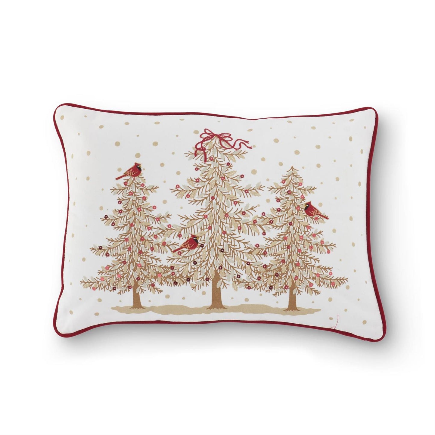 Cardinals & Trees Pillow W/Sequins Pillow - Rectangle, 18"